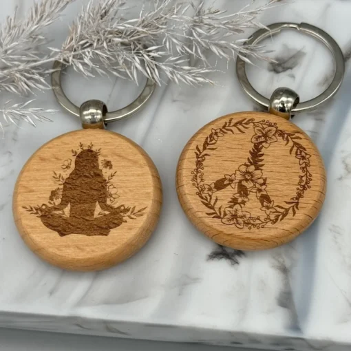Buche rund Anhaenger Yoga Peace Set